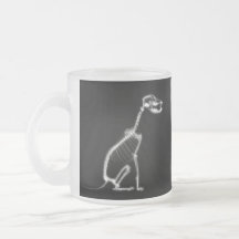 X-RAY PUPPY DOG SKELETON SITTING - B&W MUGS