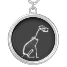 X-RAY PUPPY DOG SKELETON SITTING - B&W PENDANTS