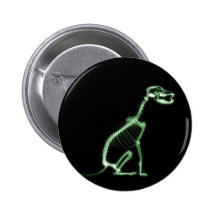 X-RAY PUPPY DOG SKELETON SITTING - GREEN PIN