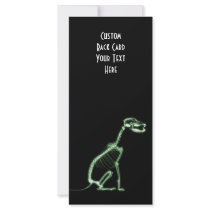 X-RAY PUPPY DOG SKELETON SITTING - GREEN CUSTOMIZED RACK CARD