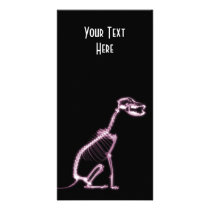 X-RAY PUPPY DOG SKELETON SITTING - PINK PHOTO GREETING CARD