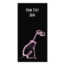 X-RAY PUPPY DOG SKELETON SITTING - PINK PHOTO GREETING CARD