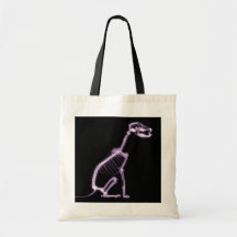 X-RAY PUPPY DOG SKELETON SITTING - PURPLE BAG