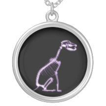 X-RAY PUPPY DOG SKELETON SITTING - PURPLE CUSTOM JEWELRY