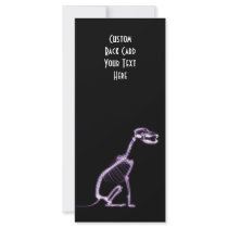 X-RAY PUPPY DOG SKELETON SITTING - PURPLE CUSTOM RACK CARD