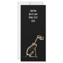 X-RAY PUPPY DOG SKELETON SITTING - SEPIA PERSONALIZED RACK CARD