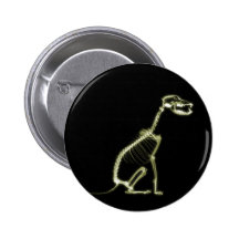 X-RAY PUPPY DOG SKELETON SITTING - YELLOW PINBACK BUTTON