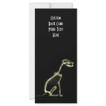 X-RAY PUPPY DOG SKELETON SITTING - YELLOW CUSTOM RACK CARD