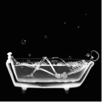 X-Ray Skeleton B&W Bath Time photo sculptures