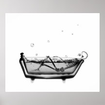 X-Ray Skeleton B&W Bath Time Poster
