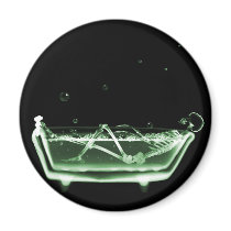 X-Ray Skeleton Bath Black Green Refrigerator Magnets