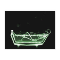 X-Ray Skeleton Bath Black Green Post Cards