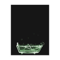 X-Ray Skeleton Bath Black Green Post Card
