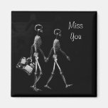 X-Ray Skeleton Couple Traveling B&W Miss You Refrigerator Magnets