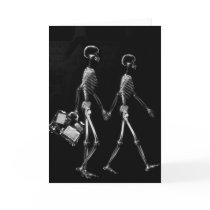 X-Ray Skeleton Couple Travelling Black White cards
