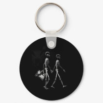 X-Ray Skeleton Couple Travelling Black White keychains