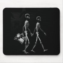 X-Ray Skeleton Couple Travelling Black White Mouse Pads
