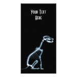 X-RAY SKELETON DOG SITTING - BLUE & BLACK PHOTO CARD TEMPLATE