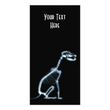 X-RAY SKELETON DOG SITTING - BLUE & BLACK PHOTO CARD TEMPLATE