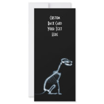 X-RAY SKELETON DOG SITTING - BLUE & BLACK RACK CARD DESIGN
