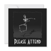 X-RAY SKELETON JOY LEAP B&W CUSTOM INVITATION