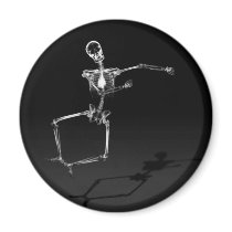 X-RAY SKELETON JOY LEAP B&W FRIDGE MAGNETS
