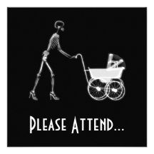 X-Ray Skeleton Mom & Baby - Original B&W Personalized Announcements