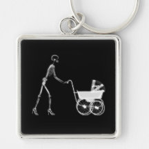 X-Ray Skeleton Mom & Baby - Original B&W Keychain