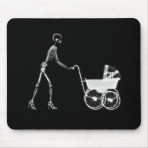 X-Ray Skeleton Mom & Baby - Original B&W Mousepad