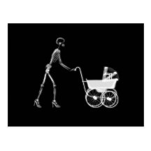 X-Ray Skeleton Mom & Baby - Original B&W Postcards