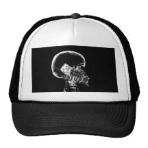 X-RAY SKELETON ON CELL PHONE BLACK & WHITE MESH HATS