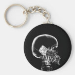 X-RAY SKELETON ON CELL PHONE BLACK & WHITE KEYCHAIN