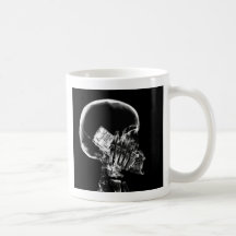 X-RAY SKELETON ON CELL PHONE BLACK & WHITE COFFEE MUG