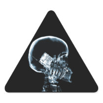 X-RAY SKELETON ON CELL PHONE BLUE STICKER