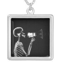 X-RAY SKELETON ON MEGAPHONE - B&W NECKLACES