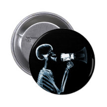 X-RAY SKELETON ON MEGAPHONE - BLUE PIN