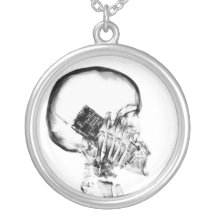 X-RAY SKELETON ON PHONE - B&W NECKLACE