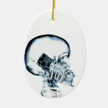 X-RAY SKELETON ON PHONE - BLUE CHRISTMAS ORNAMENTS