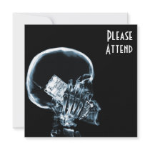 X-RAY SKELETON ON PHONE - BLUE CUSTOM INVITATIONS