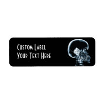 X-RAY SKELETON ON PHONE - BLUE RETURN ADDRESS LABEL