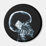 X-RAY SKELETON ON PHONE - BLUE REFRIGERATOR MAGNETS