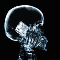 X-RAY SKELETON ON PHONE - BLUE ACRYLIC CUT OUT
