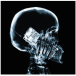 X-RAY SKELETON ON PHONE - BLUE PHOTO SCULPTURES