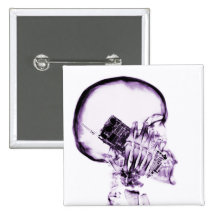 X-RAY SKELETON ON PHONE - PURPLE BUTTON