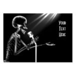 X-RAY SKELETON SINGING ON RETRO MIC - B&W BUSINESS CARDS