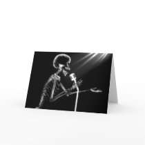 X-RAY SKELETON SINGING ON RETRO MIC - B&W CARD