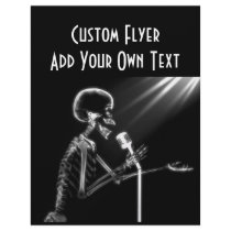 X-RAY SKELETON SINGING ON RETRO MIC - B&W FULL COLOR FLYER