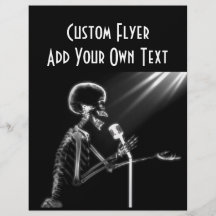 X-RAY SKELETON SINGING ON RETRO MIC - B&W FULL COLOR FLYER