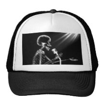 X-RAY SKELETON SINGING ON RETRO MIC - B&W TRUCKER HAT