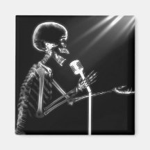 X-RAY SKELETON SINGING ON RETRO MIC - B&W MAGNETS